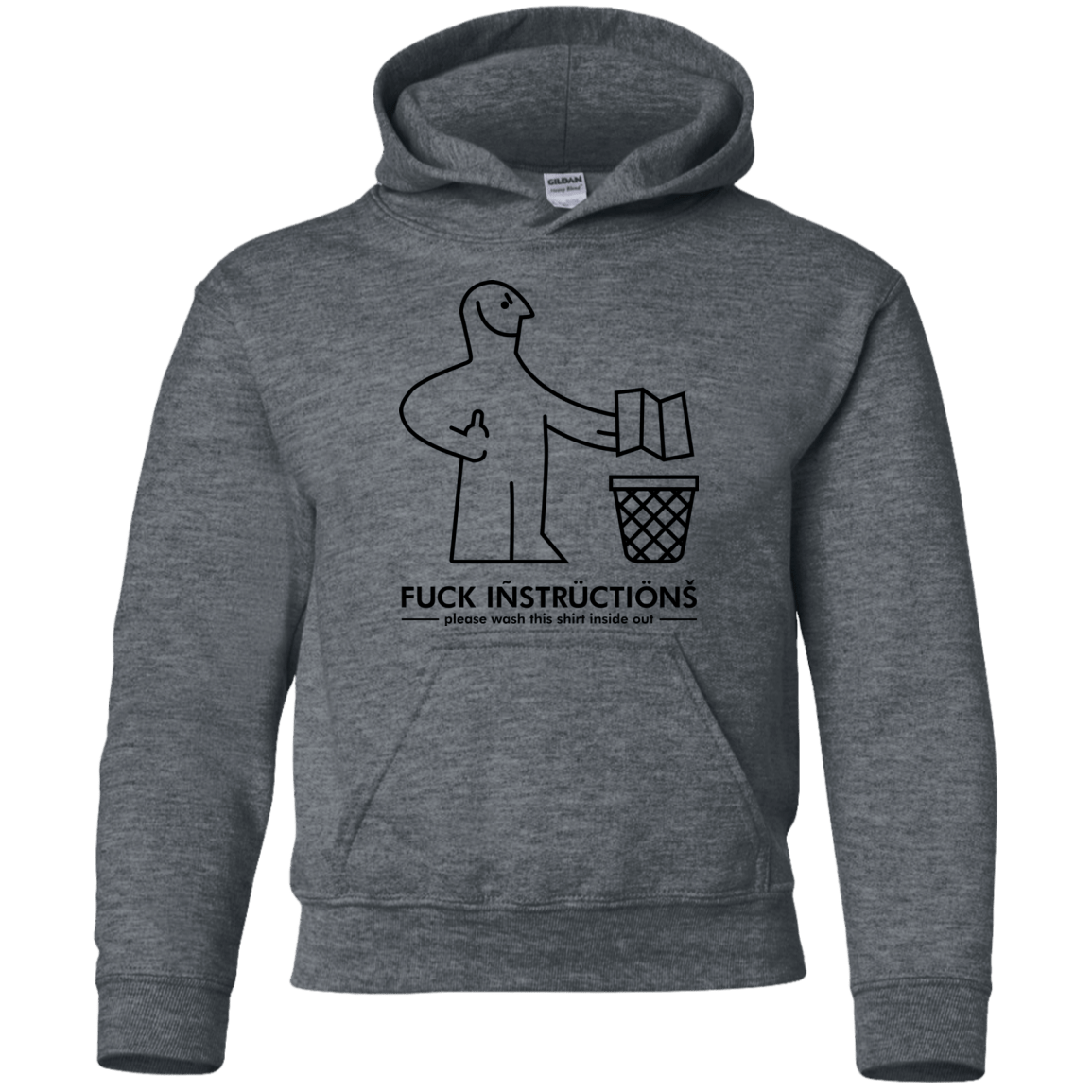 Sweatshirts Dark Heather / YS FuckInstructions Youth Hoodie