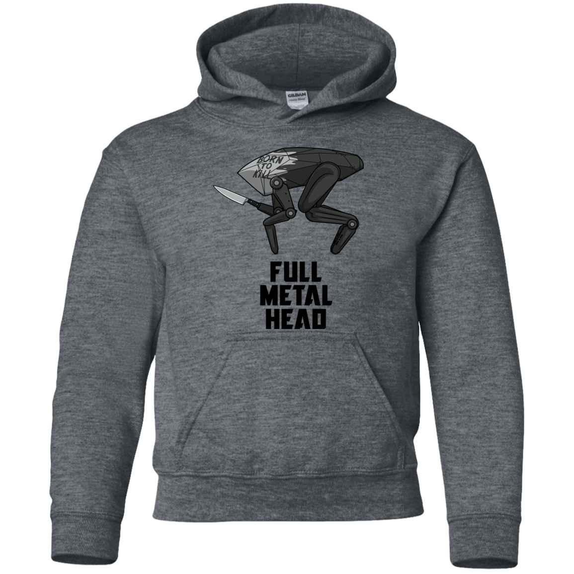 Sweatshirts Dark Heather / YS Full Metal Head Youth Hoodie