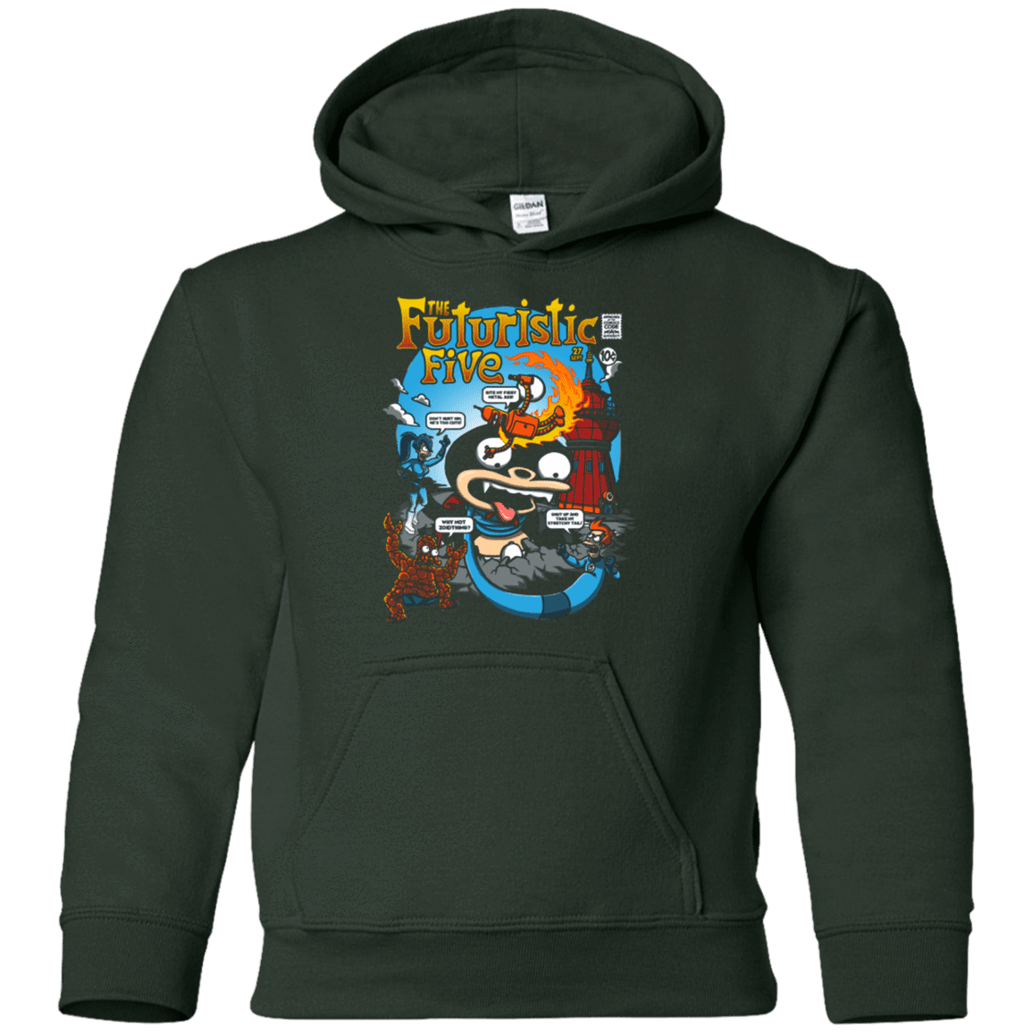 Sweatshirts Forest Green / YS Futurama Fantastic 4 Youth Hoodie