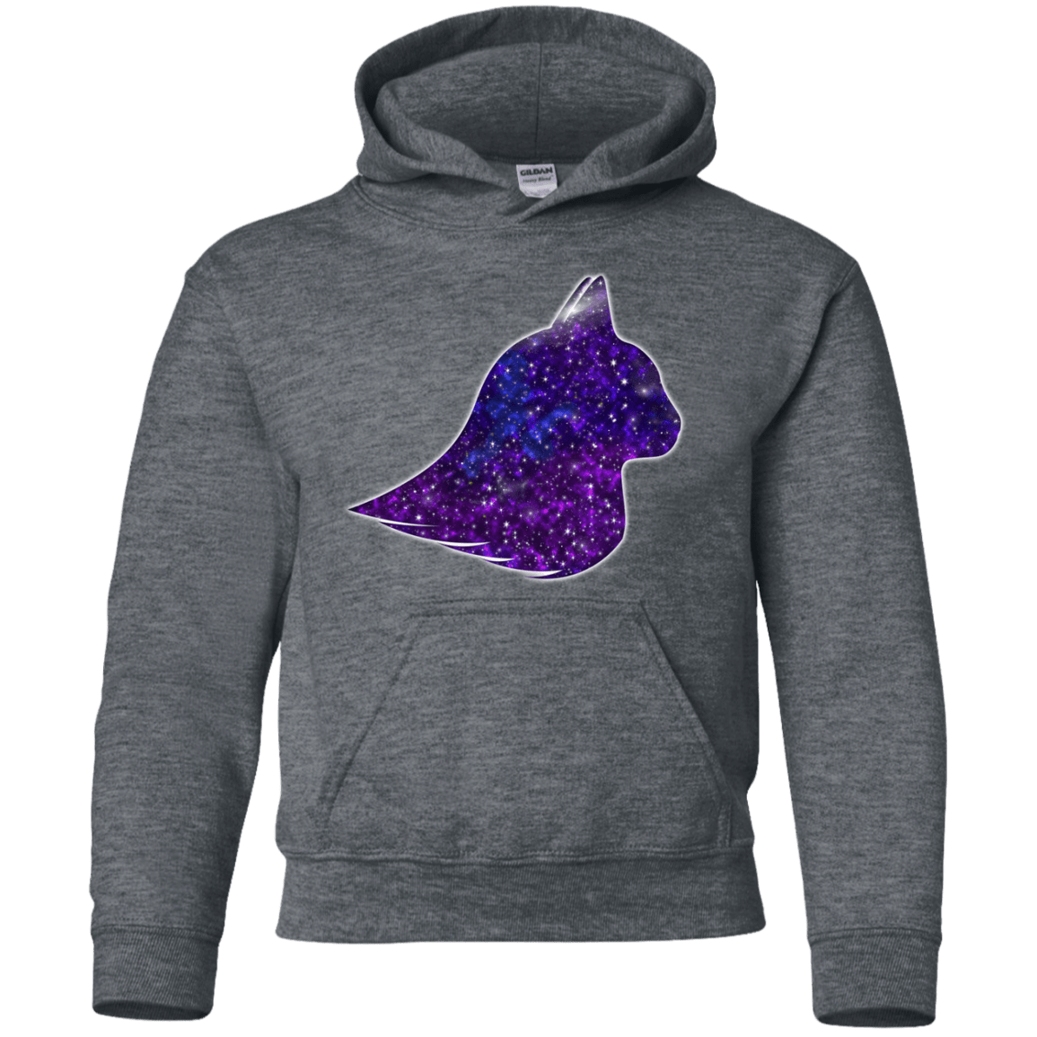 Sweatshirts Dark Heather / YS Galaxy Cat Youth Hoodie
