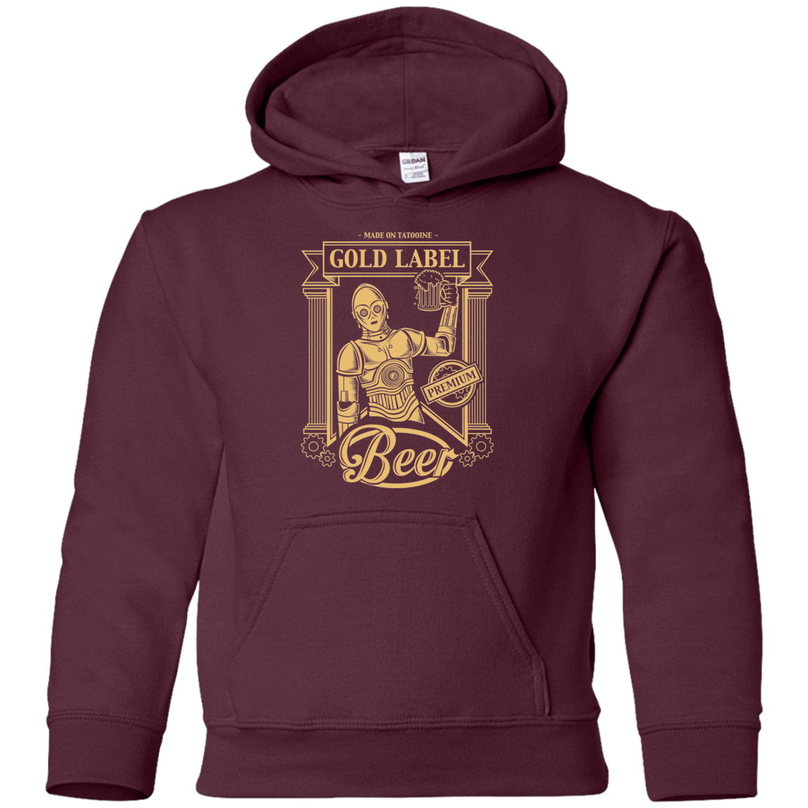 Sweatshirts Maroon / YS Gold Label Beer Youth Hoodie