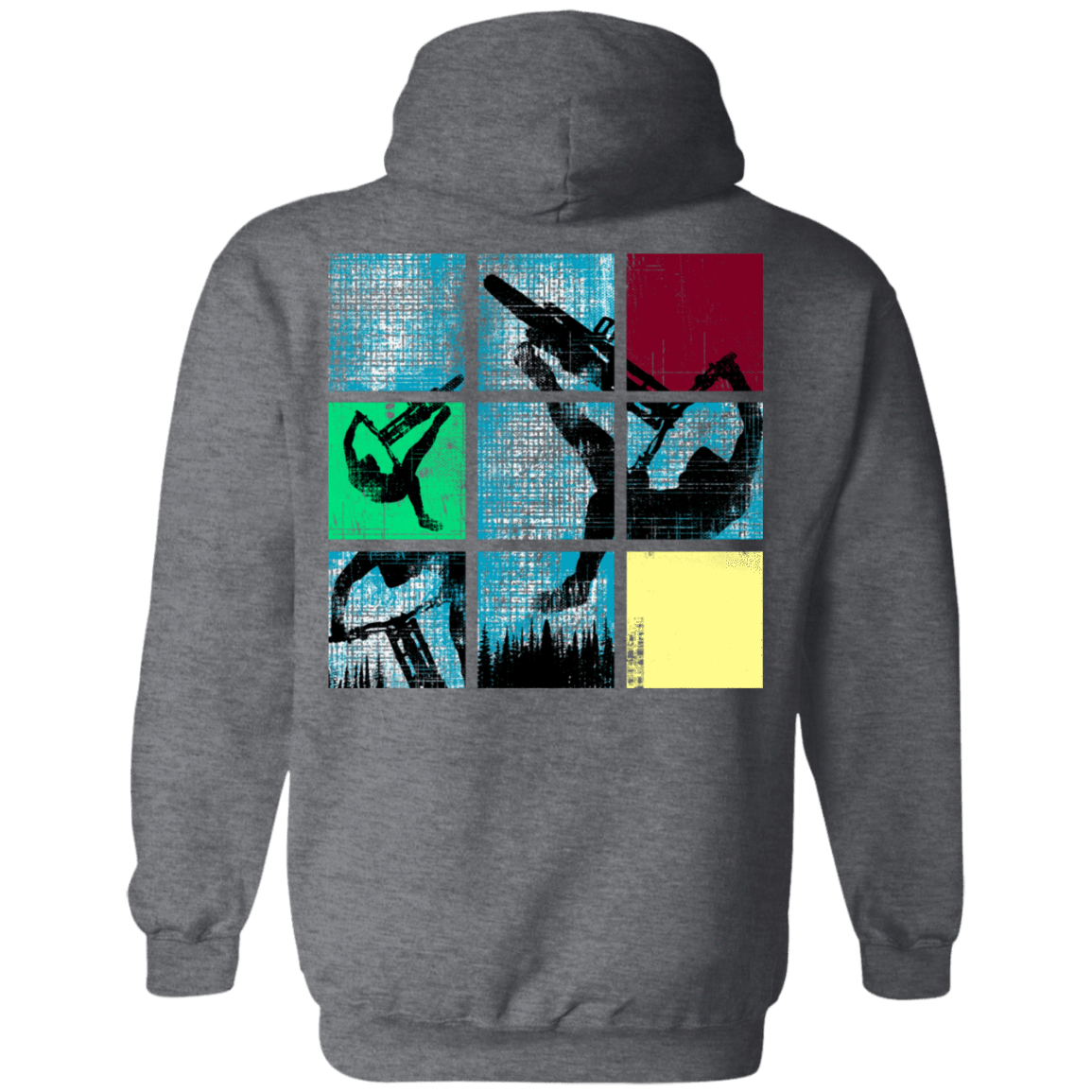 Sweatshirts Dark Heather / S Grid Ride Back Print Pullover Hoodie