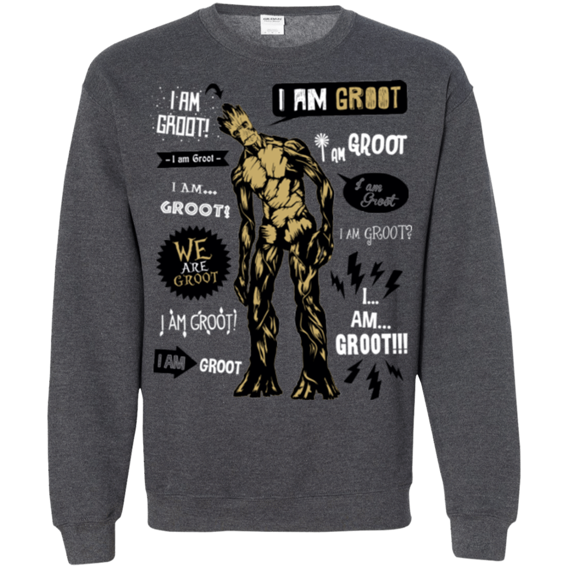 Sweatshirts Dark Heather / Small Groot Famous Quotes Crewneck Sweatshirt