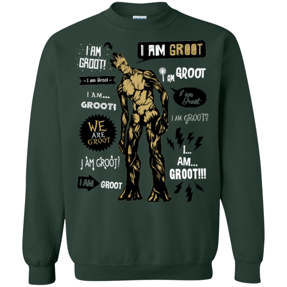 Sweatshirts Forest Green / Small Groot Famous Quotes Crewneck Sweatshirt