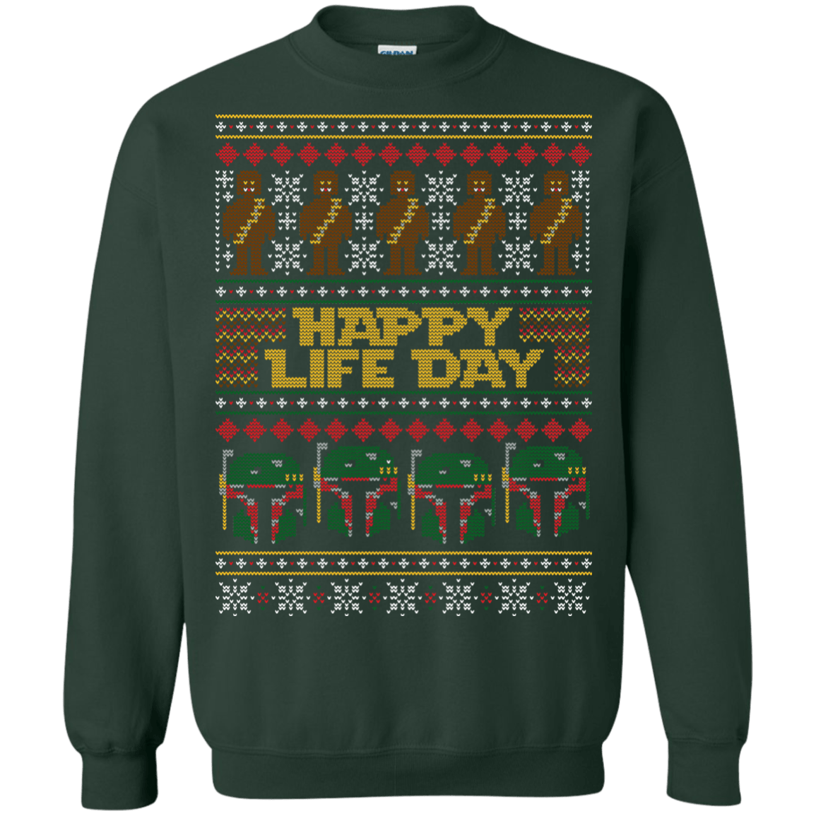 Sweatshirts Forest Green / Small Happy Life Day Crewneck Sweatshirt