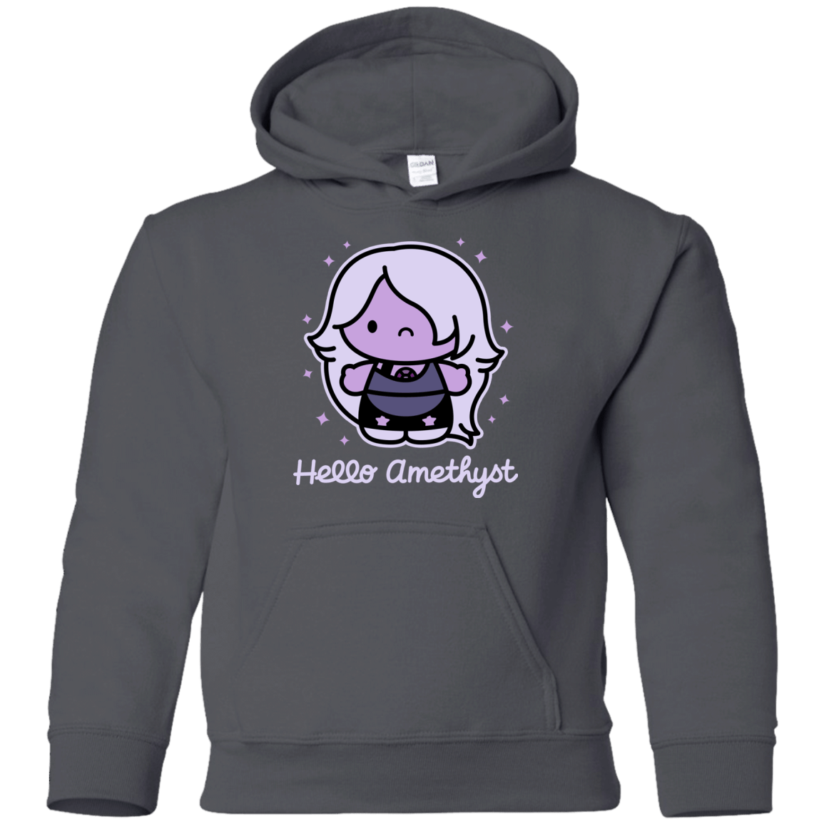 Sweatshirts Charcoal / YS Hello Amethyst Youth Hoodie