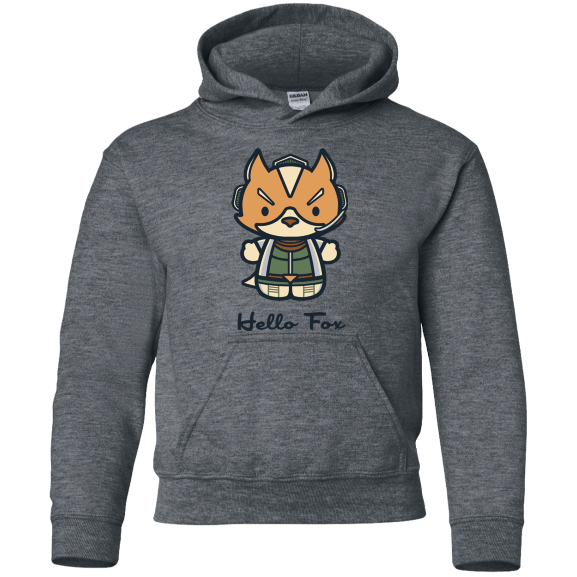 Sweatshirts Dark Heather / YS Hello Fox Youth Hoodie
