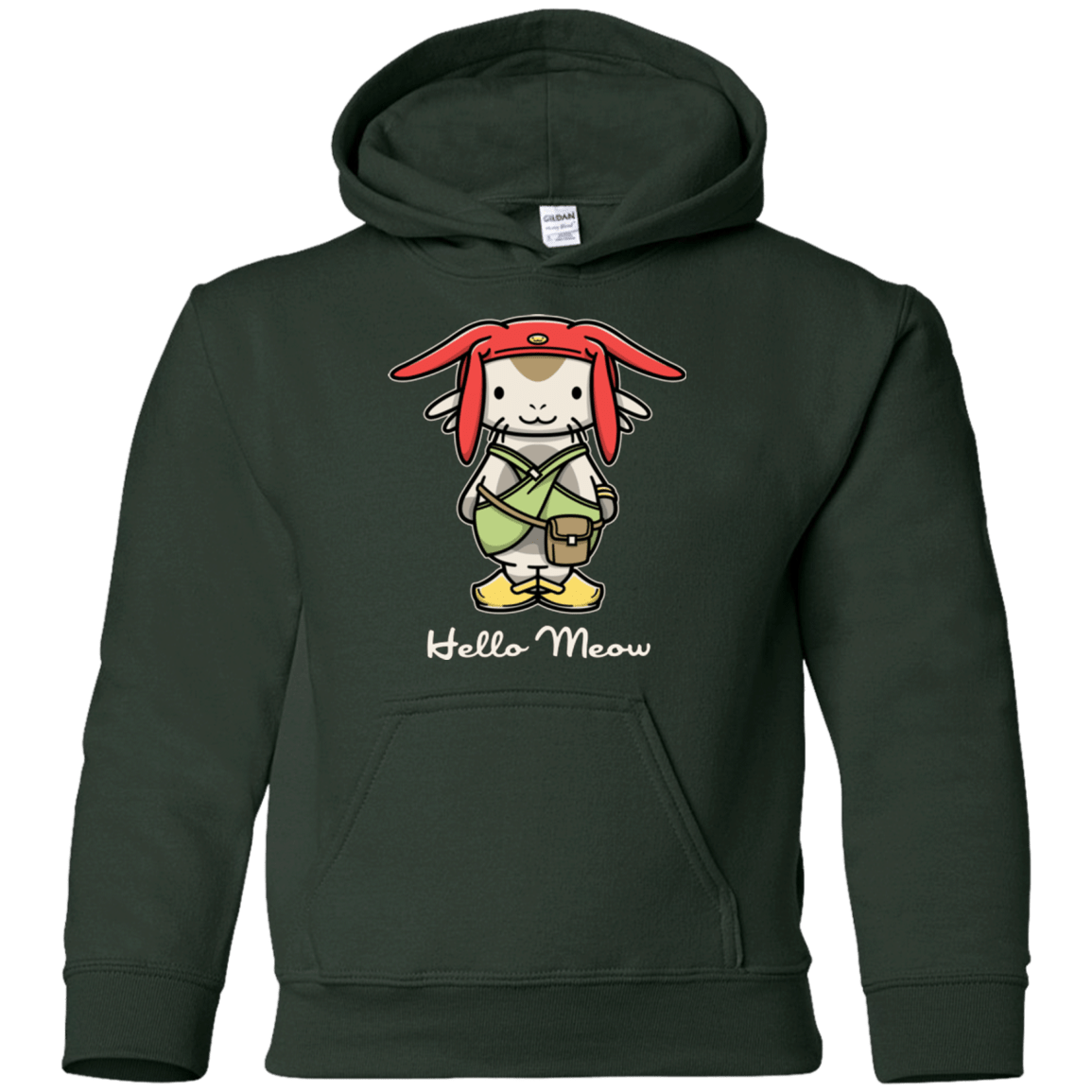 Sweatshirts Forest Green / YS HELLO MEOW Youth Hoodie