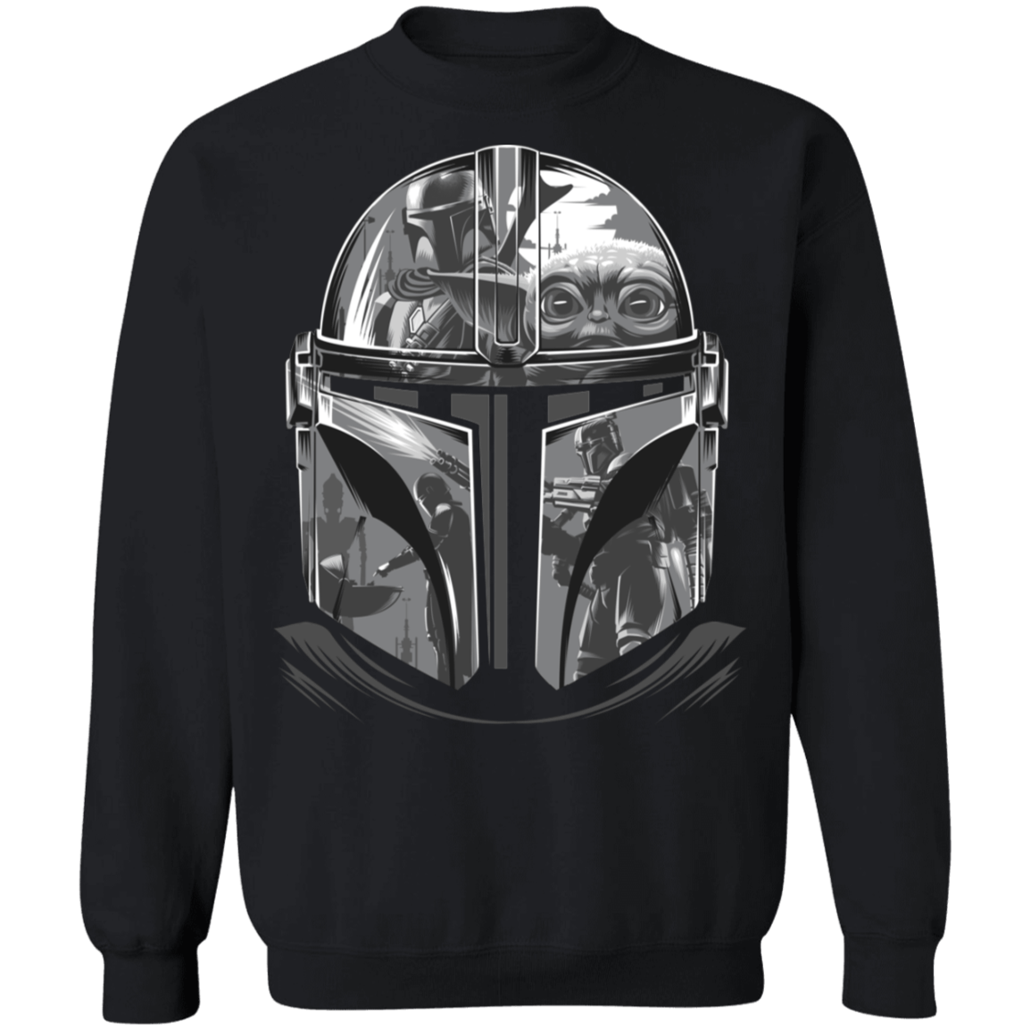 Sweatshirts Black / S Helmet Mandalorian Crewneck Sweatshirt