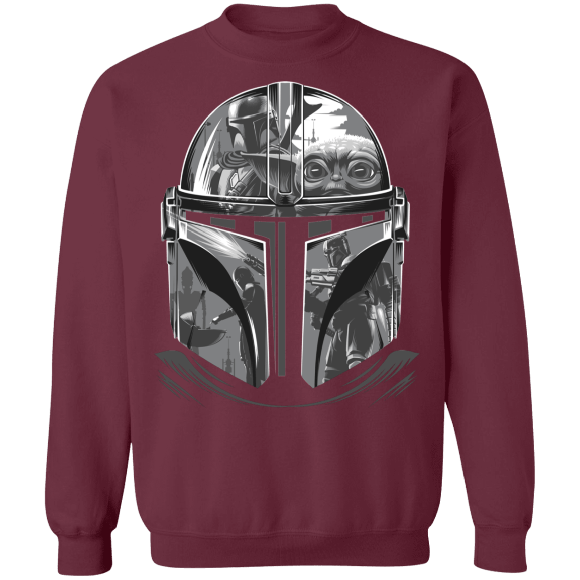 Sweatshirts Maroon / S Helmet Mandalorian Crewneck Sweatshirt