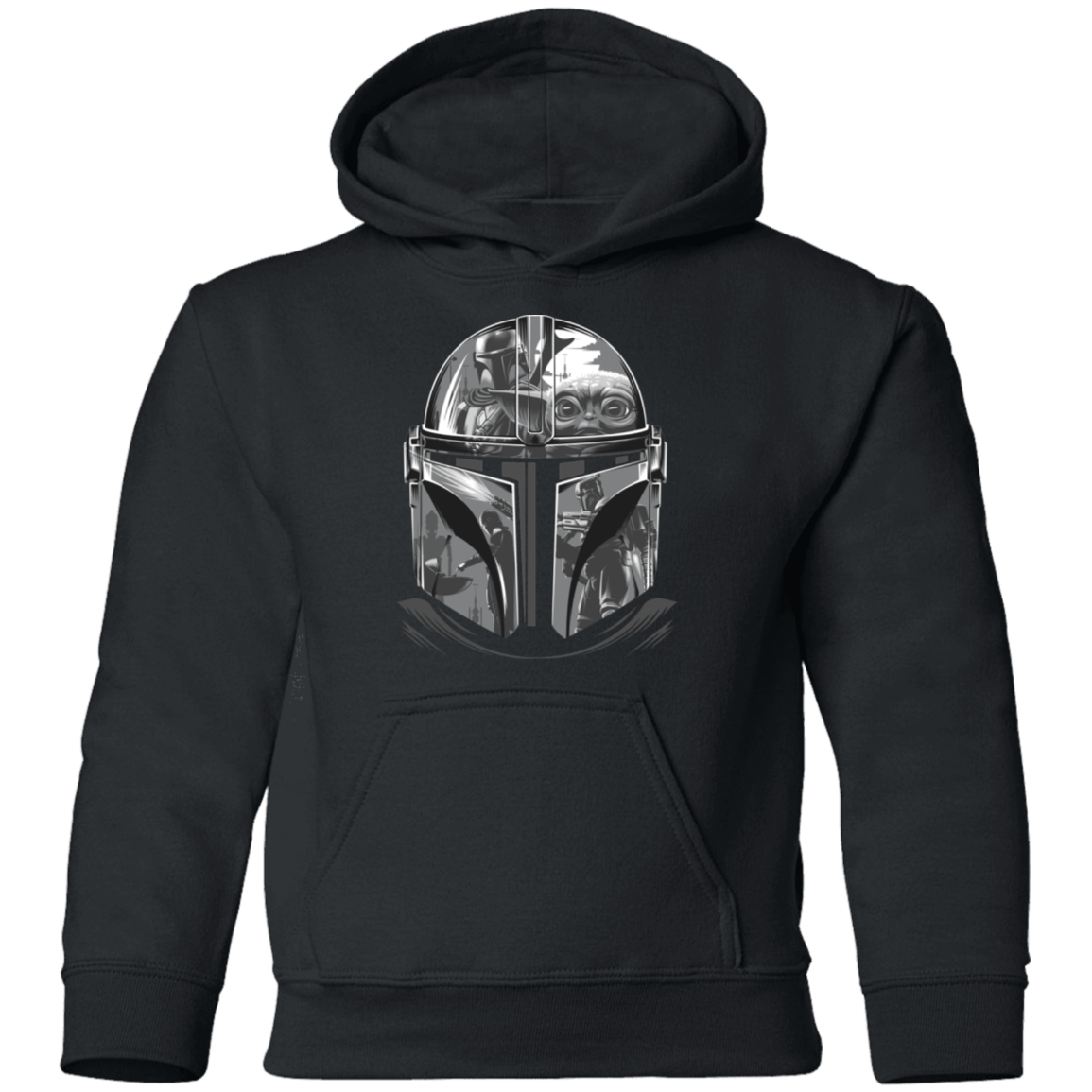 Sweatshirts Black / YS Helmet Mandalorian Youth Hoodie