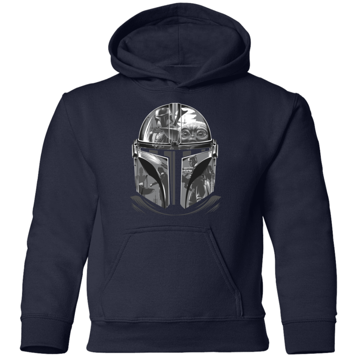 Sweatshirts Navy / YS Helmet Mandalorian Youth Hoodie