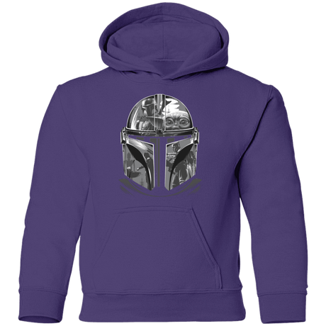 Sweatshirts Purple / YS Helmet Mandalorian Youth Hoodie