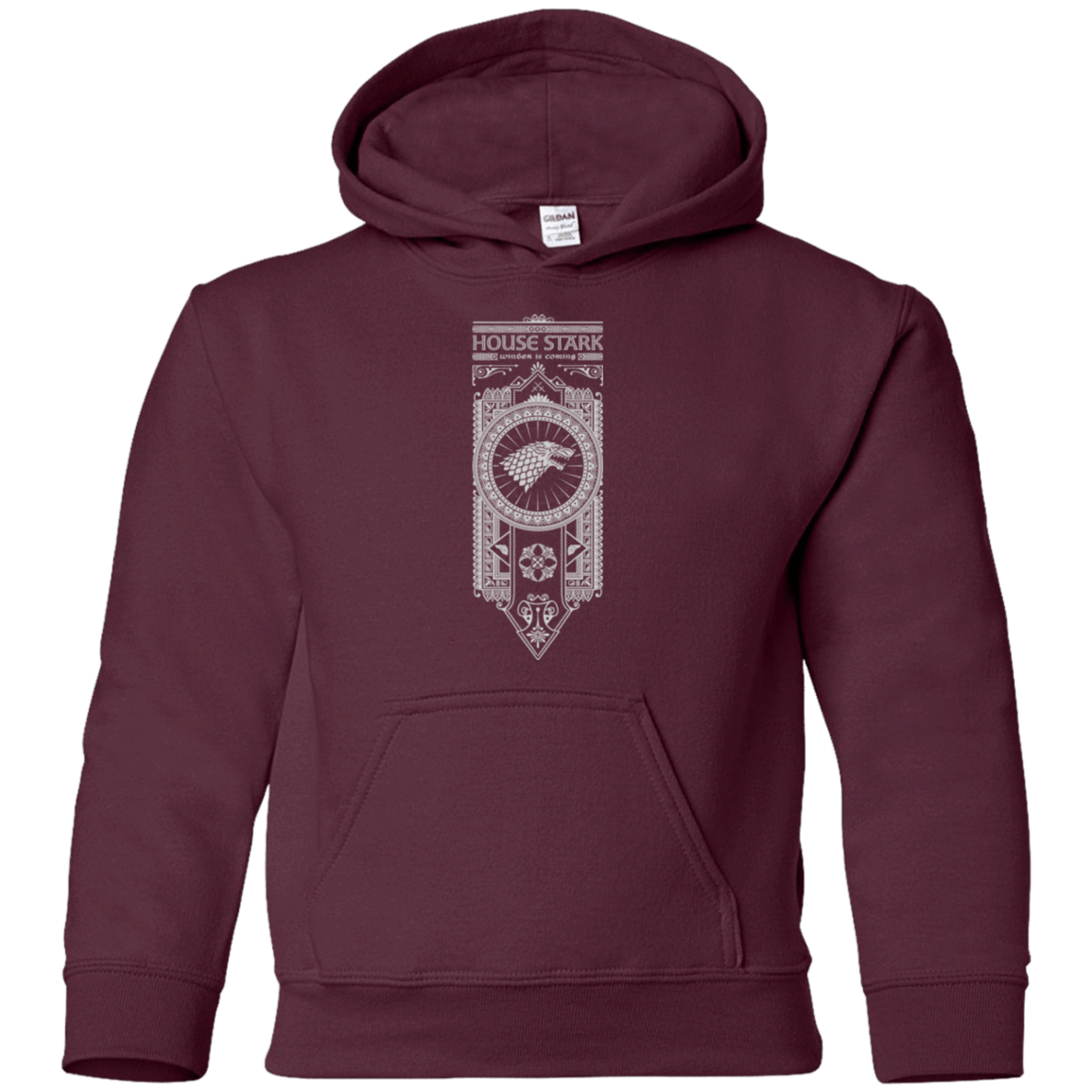 Sweatshirts Maroon / YS House Stark White Youth Hoodie