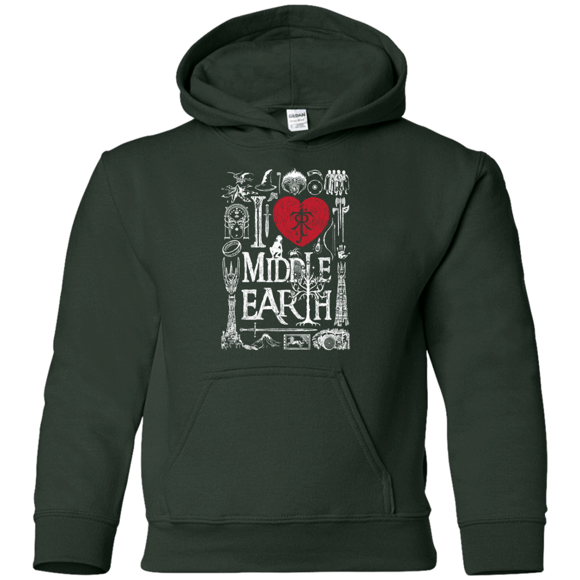 Sweatshirts Forest Green / YS I Love Middle Earth Youth Hoodie