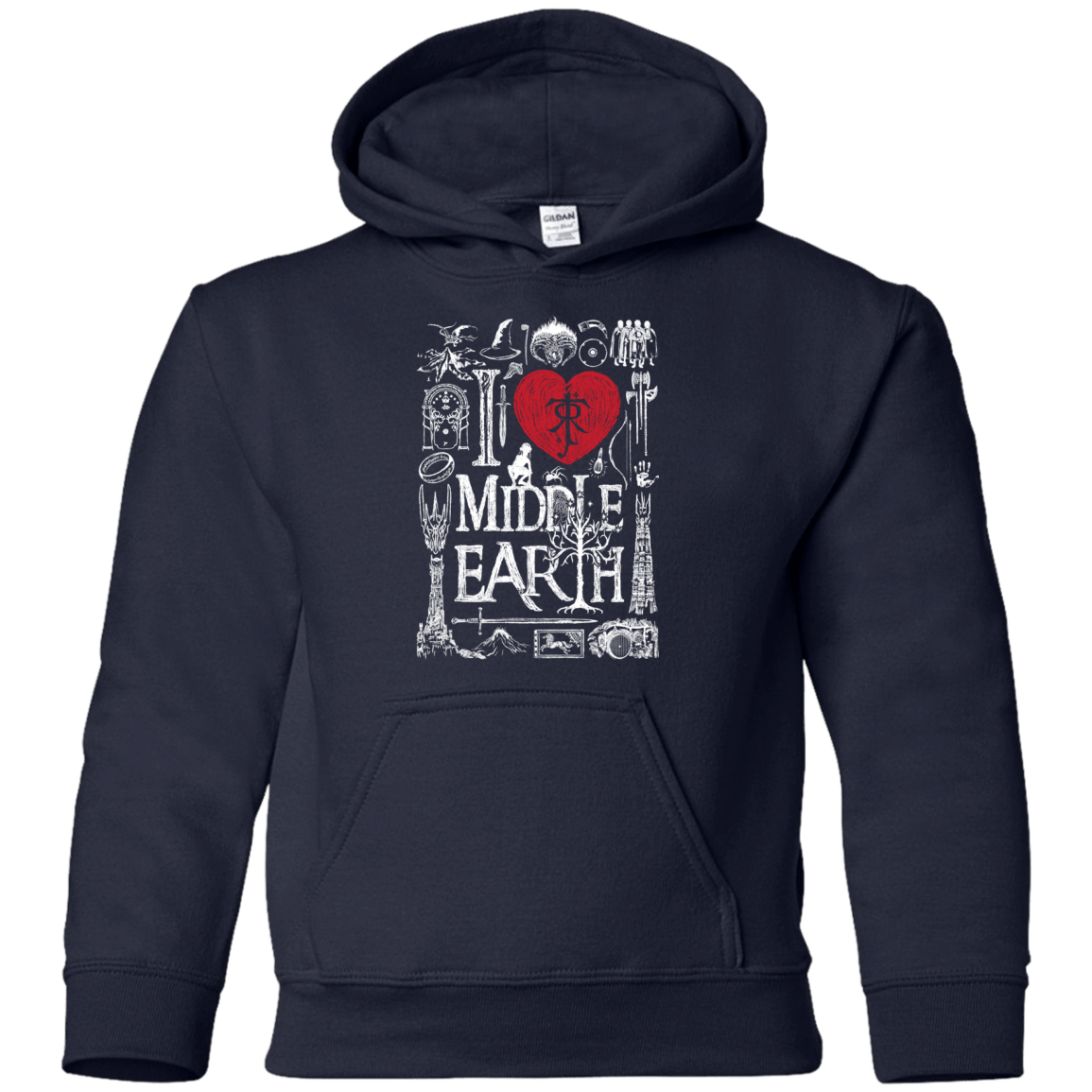 Sweatshirts Navy / YS I Love Middle Earth Youth Hoodie