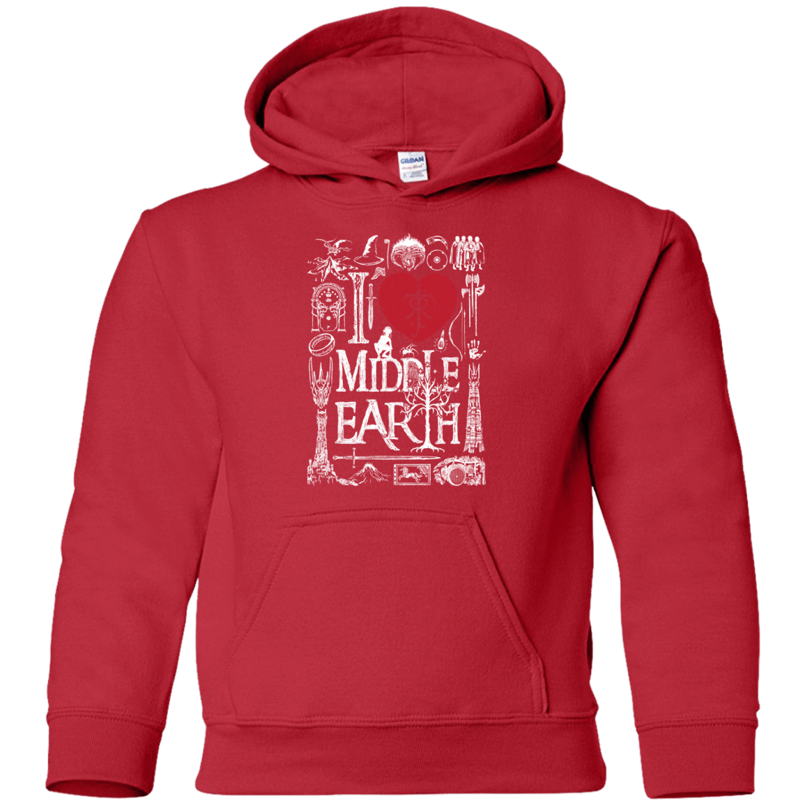 Sweatshirts Red / YS I Love Middle Earth Youth Hoodie