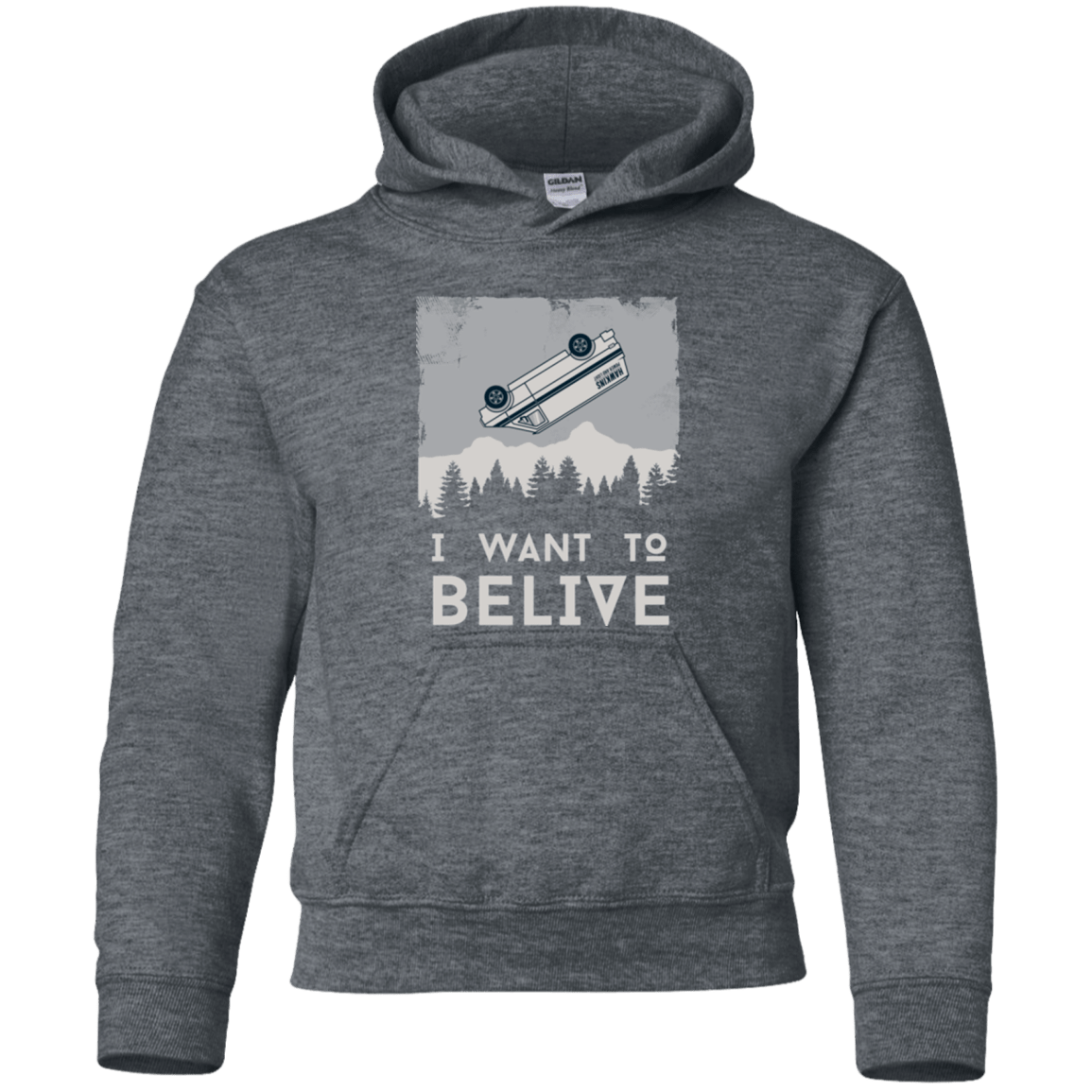 Sweatshirts Dark Heather / YS I Want to Believe Youth Hoodie