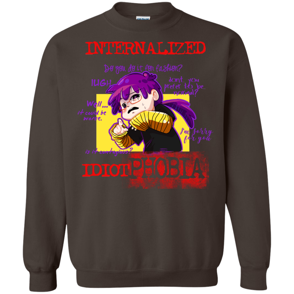 Sweatshirts Dark Chocolate / Small Idiot phobia Crewneck Sweatshirt