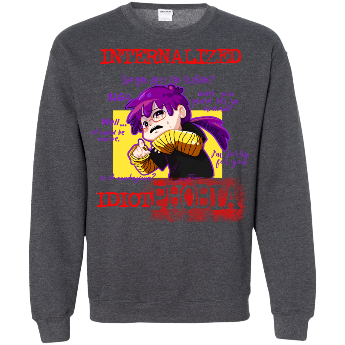 Sweatshirts Dark Heather / Small Idiot phobia Crewneck Sweatshirt