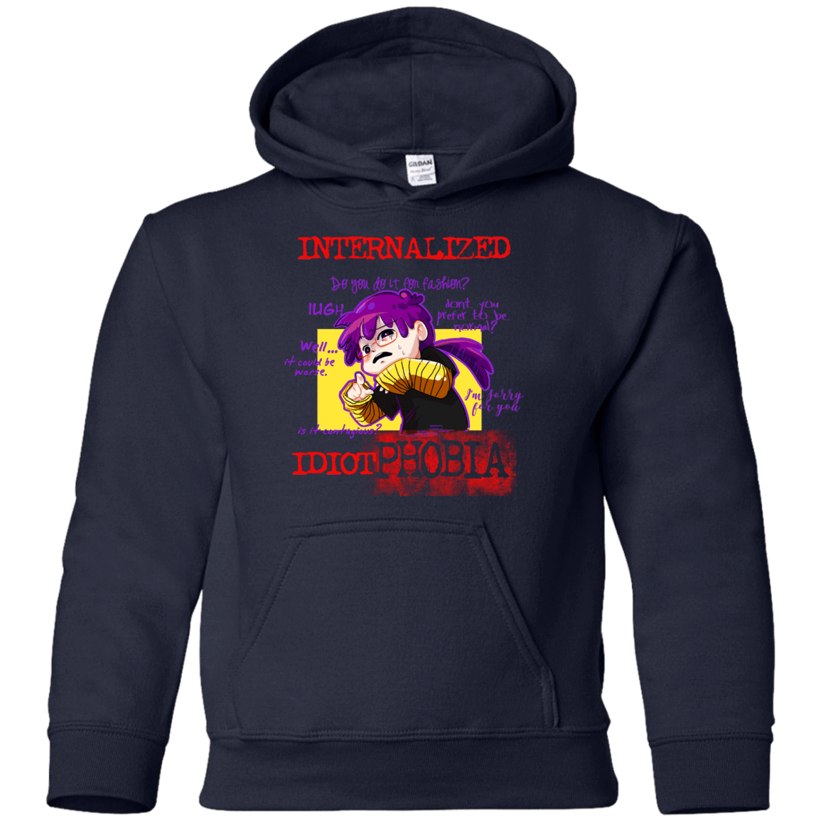 Sweatshirts Navy / YS Idiot phobia Youth Hoodie