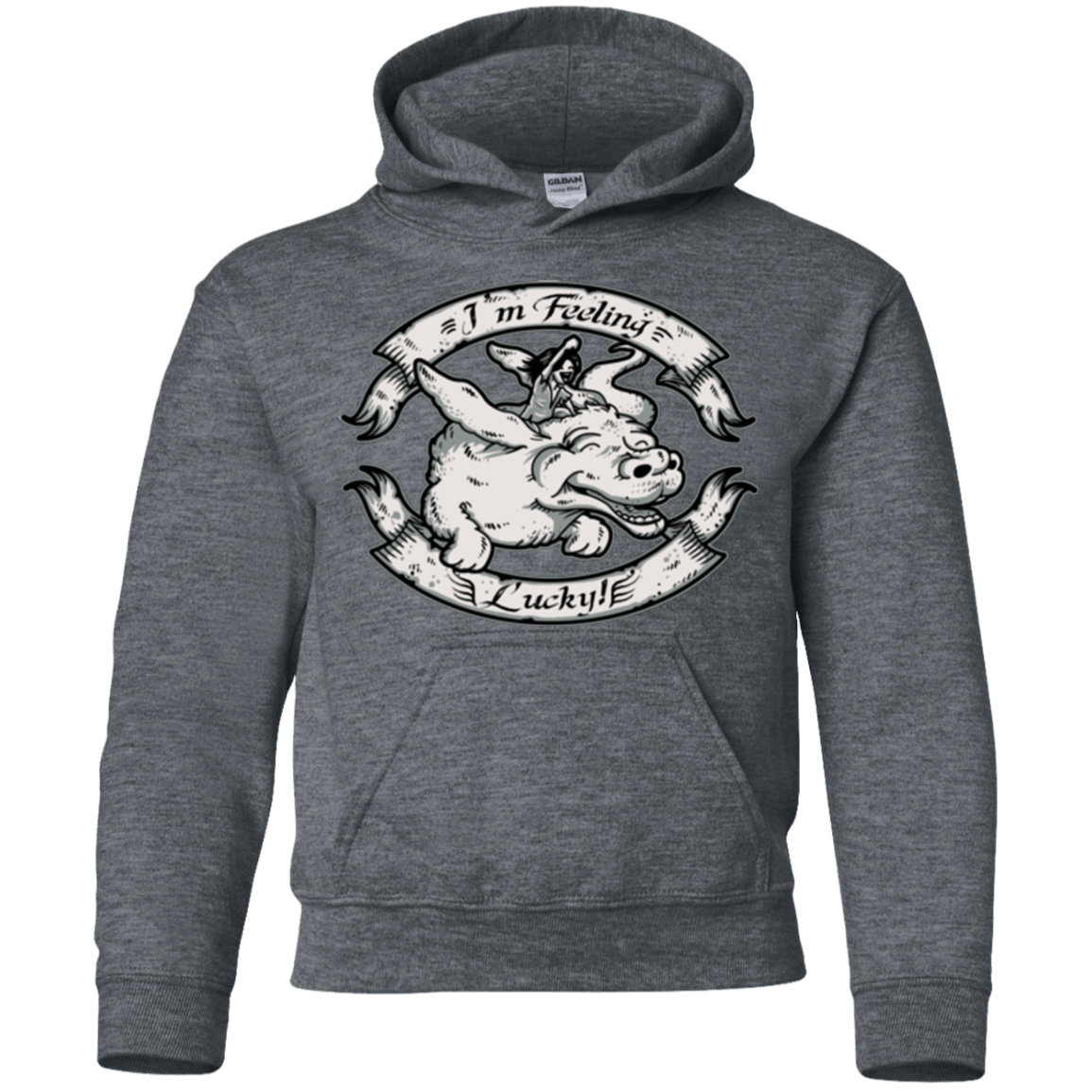 Sweatshirts Dark Heather / YS IM FEELING LUCKY Youth Hoodie