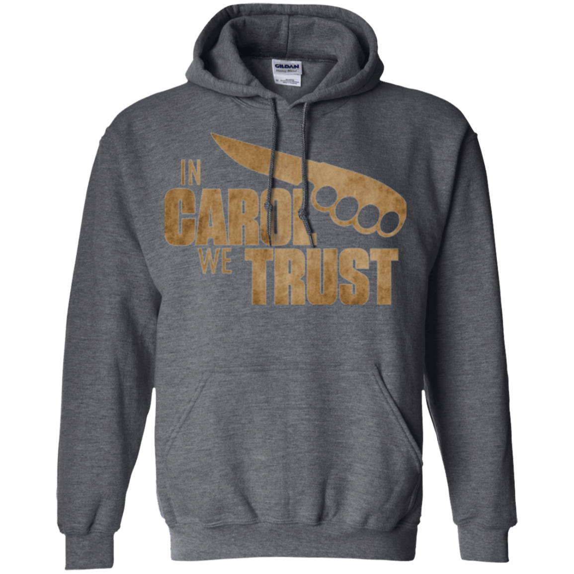 Sweatshirts Dark Heather / Small In Carol We Trust Pullover Hoodie