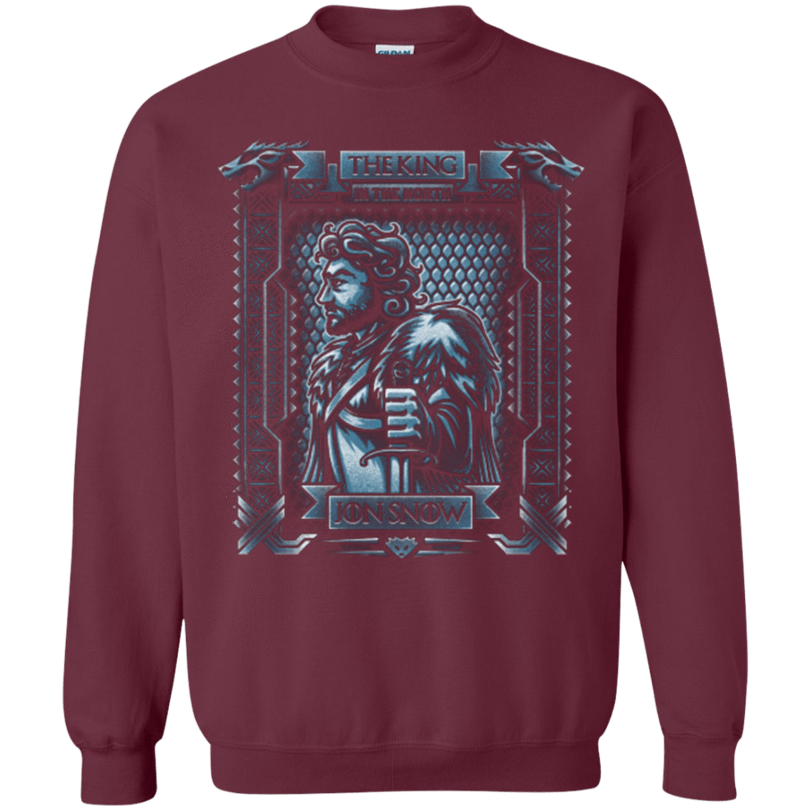 Sweatshirts Maroon / Small Jon Snow King in the North Crewneck Sweatshirt