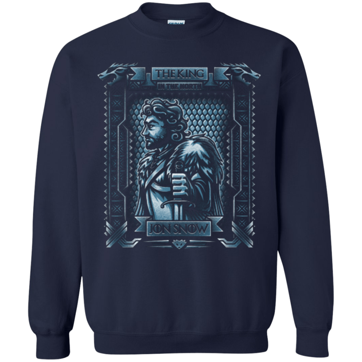 Sweatshirts Navy / Small Jon Snow King in the North Crewneck Sweatshirt
