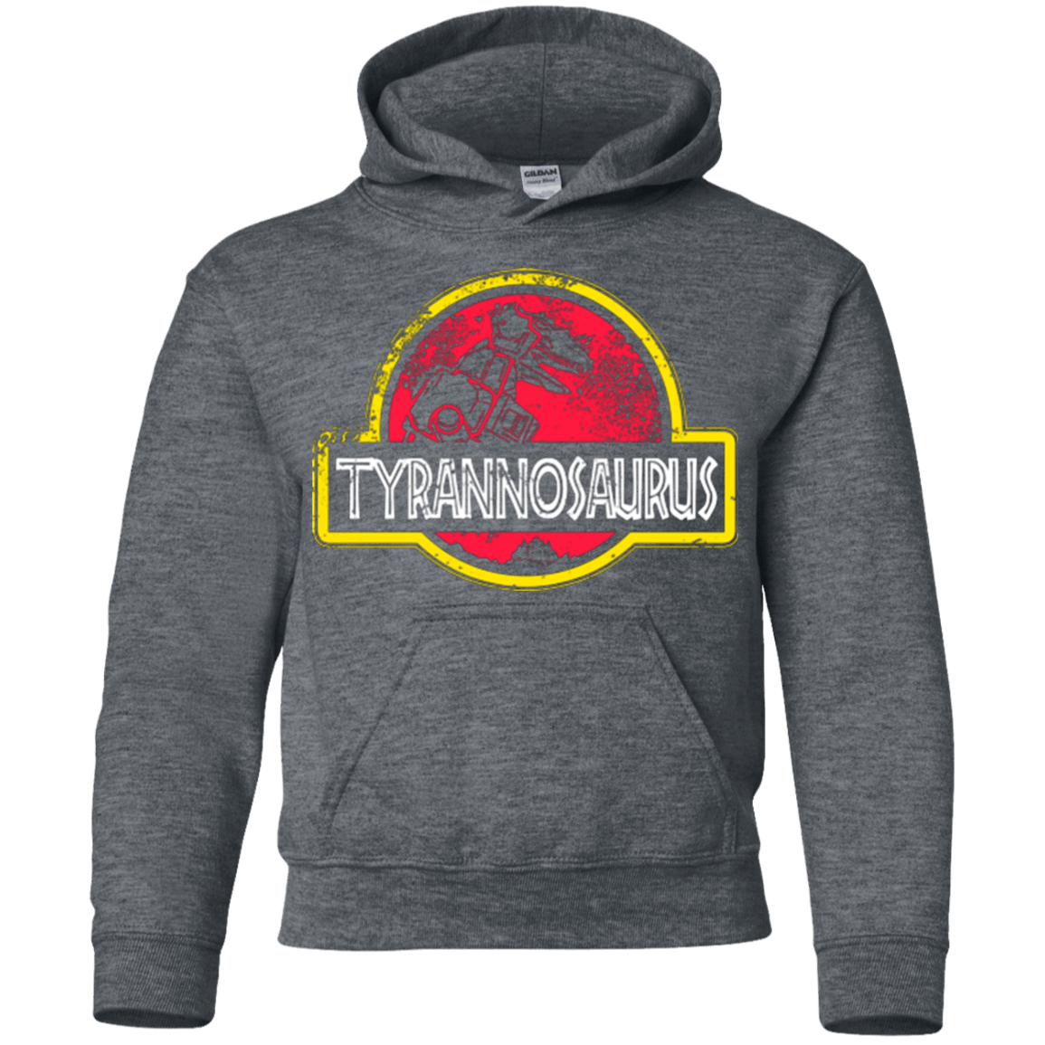 Sweatshirts Dark Heather / YS Jurassic Power Red Youth Hoodie