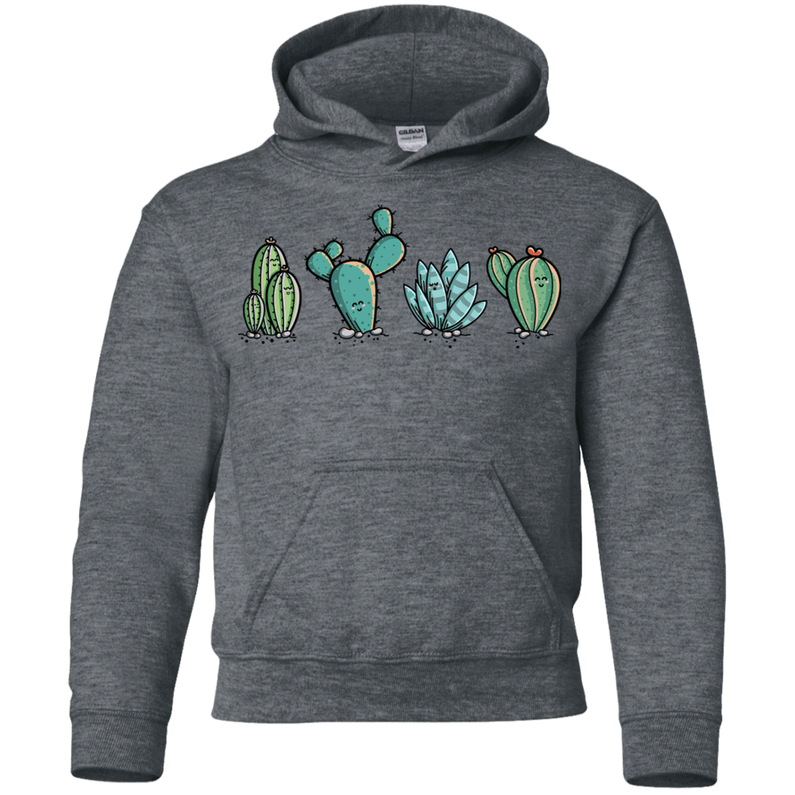 Sweatshirts Dark Heather / YS Kawaii Cute Cactus Plants Youth Hoodie