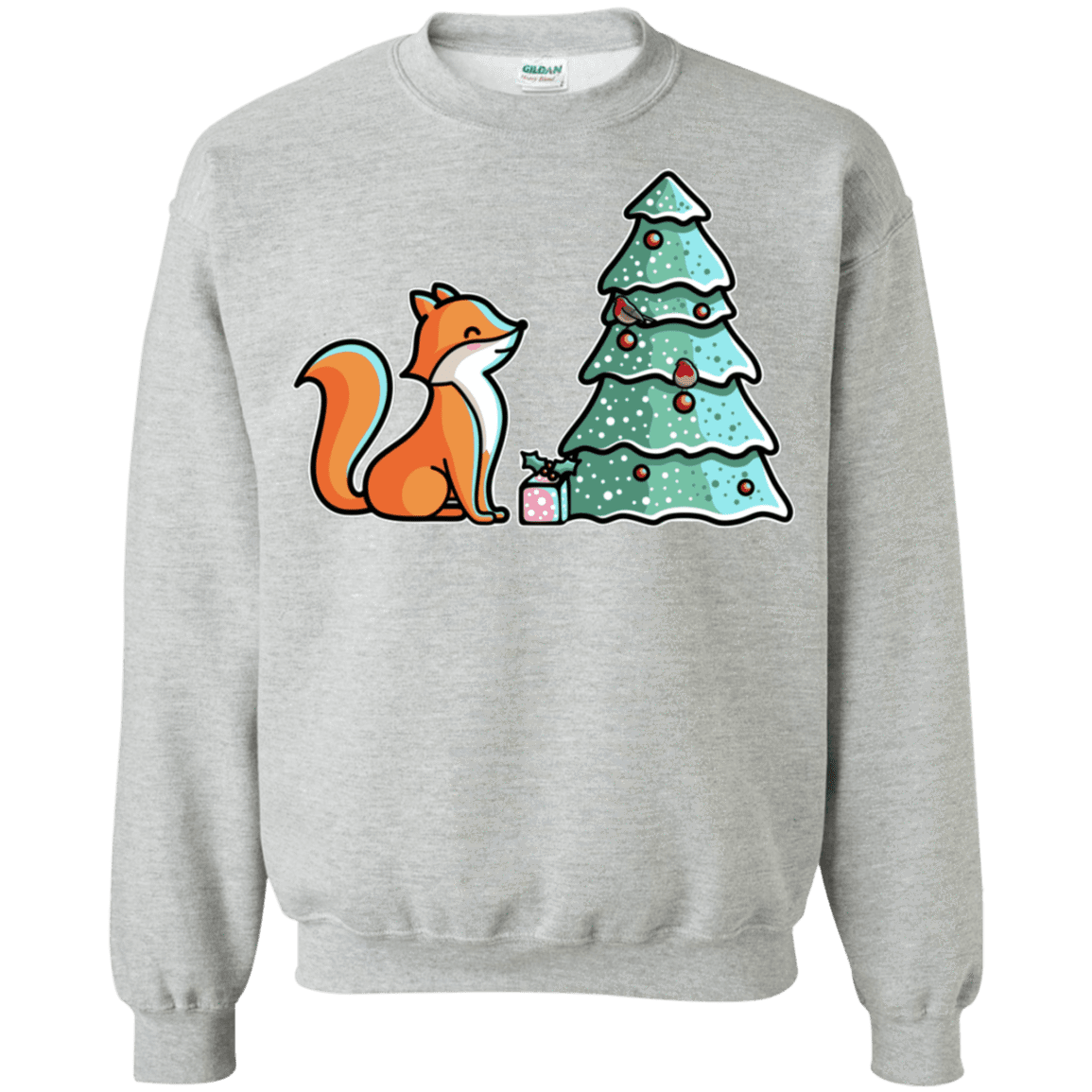 Sweatshirts Sport Grey / S Kawaii Cute Christmas Fox Crewneck Sweatshirt