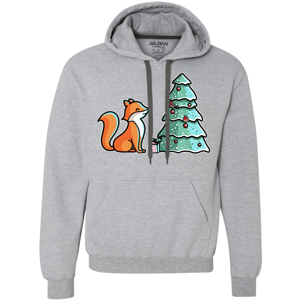 Sweatshirts Sport Grey / L Kawaii Cute Christmas Fox Premium Fleece Hoodie