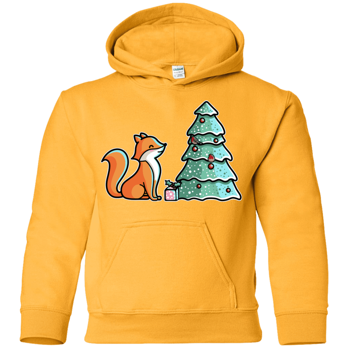 Sweatshirts Gold / YS Kawaii Cute Christmas Fox Youth Hoodie