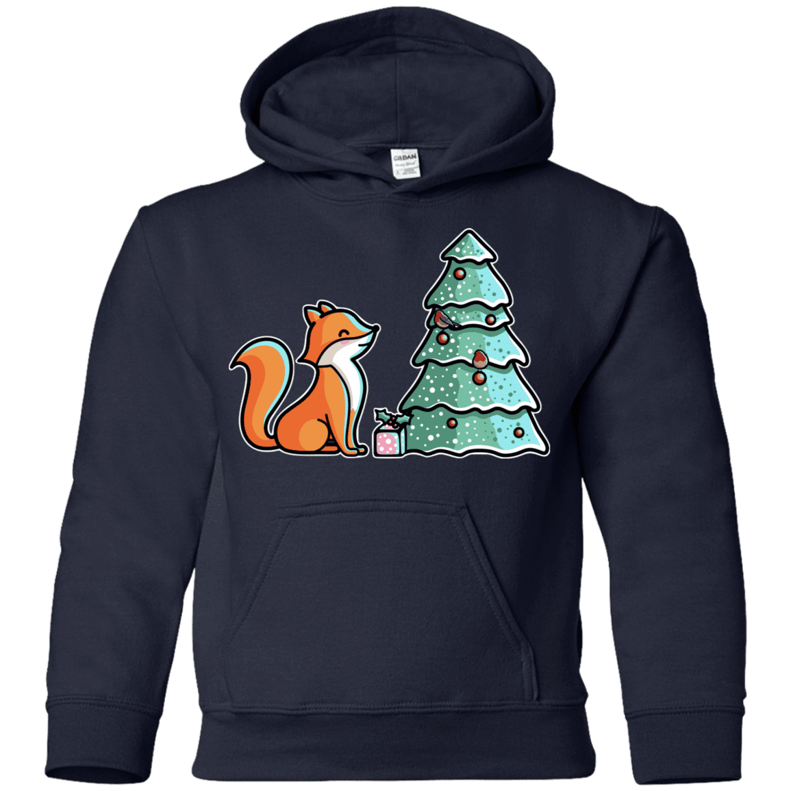 Sweatshirts Navy / YS Kawaii Cute Christmas Fox Youth Hoodie