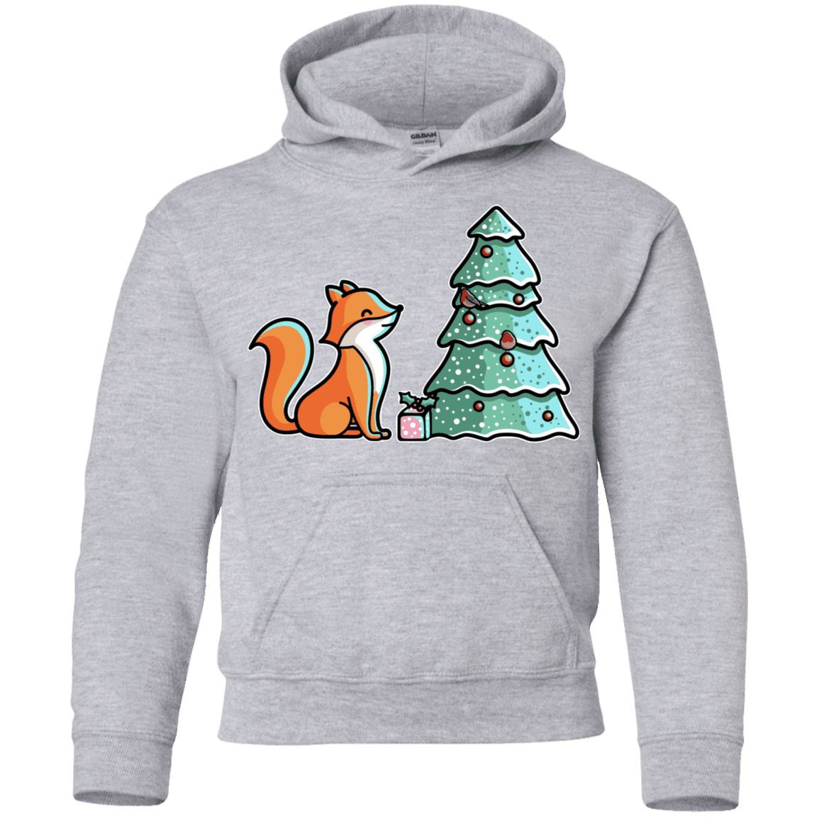 Sweatshirts Sport Grey / YS Kawaii Cute Christmas Fox Youth Hoodie