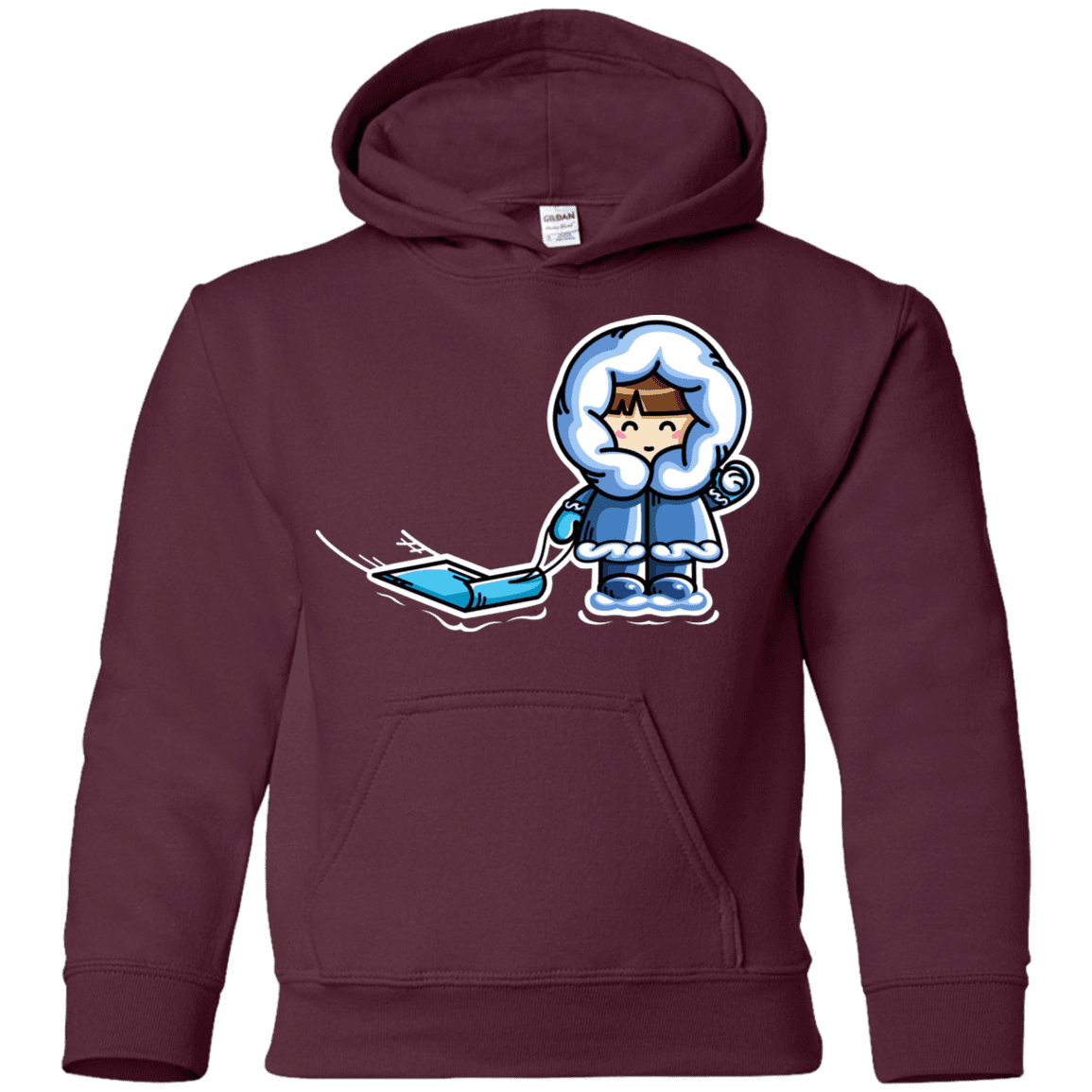 Sweatshirts Maroon / YS Kawaii Cute Fun In The Snow Youth Hoodie