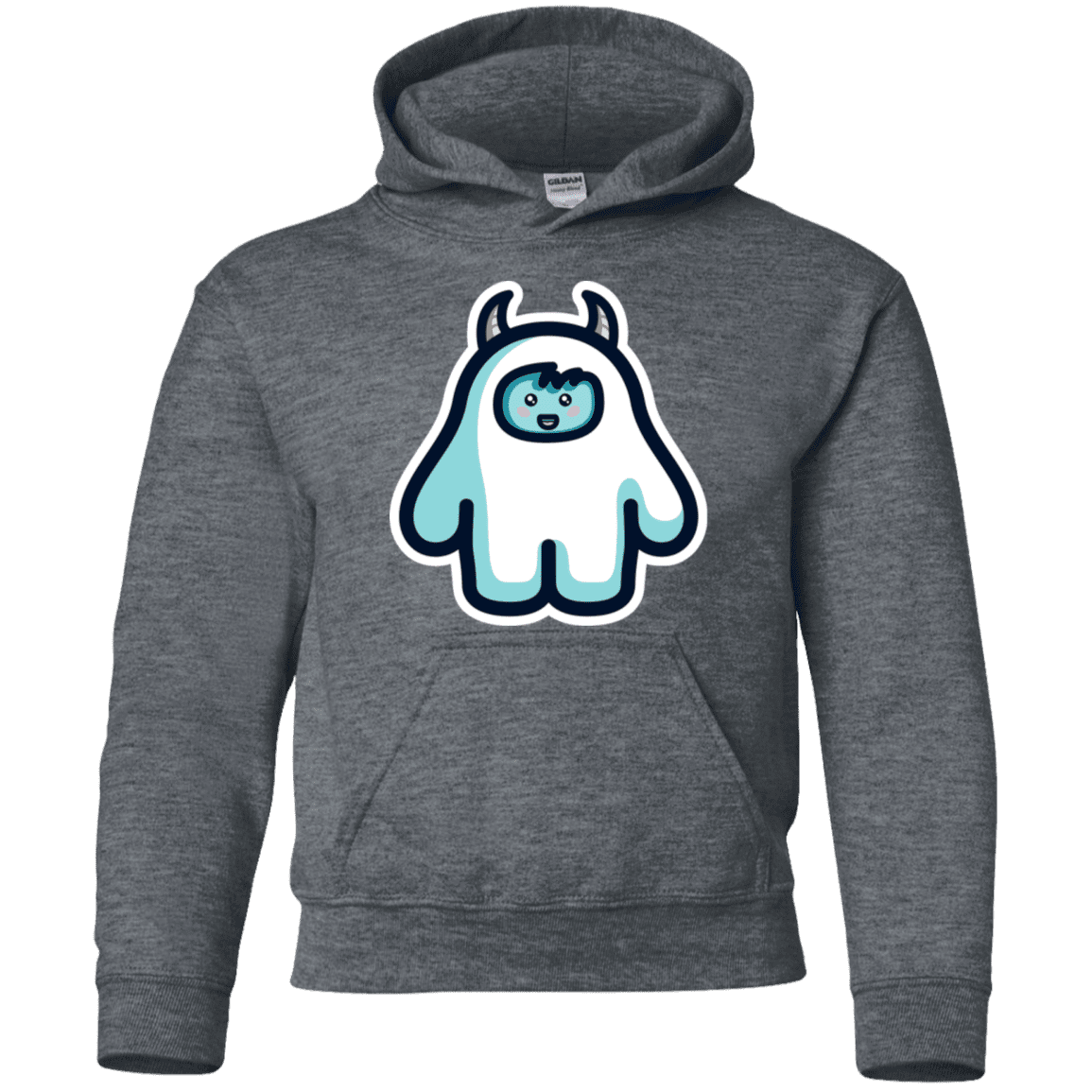 Sweatshirts Dark Heather / YS Kawaii Cute Yeti Youth Hoodie