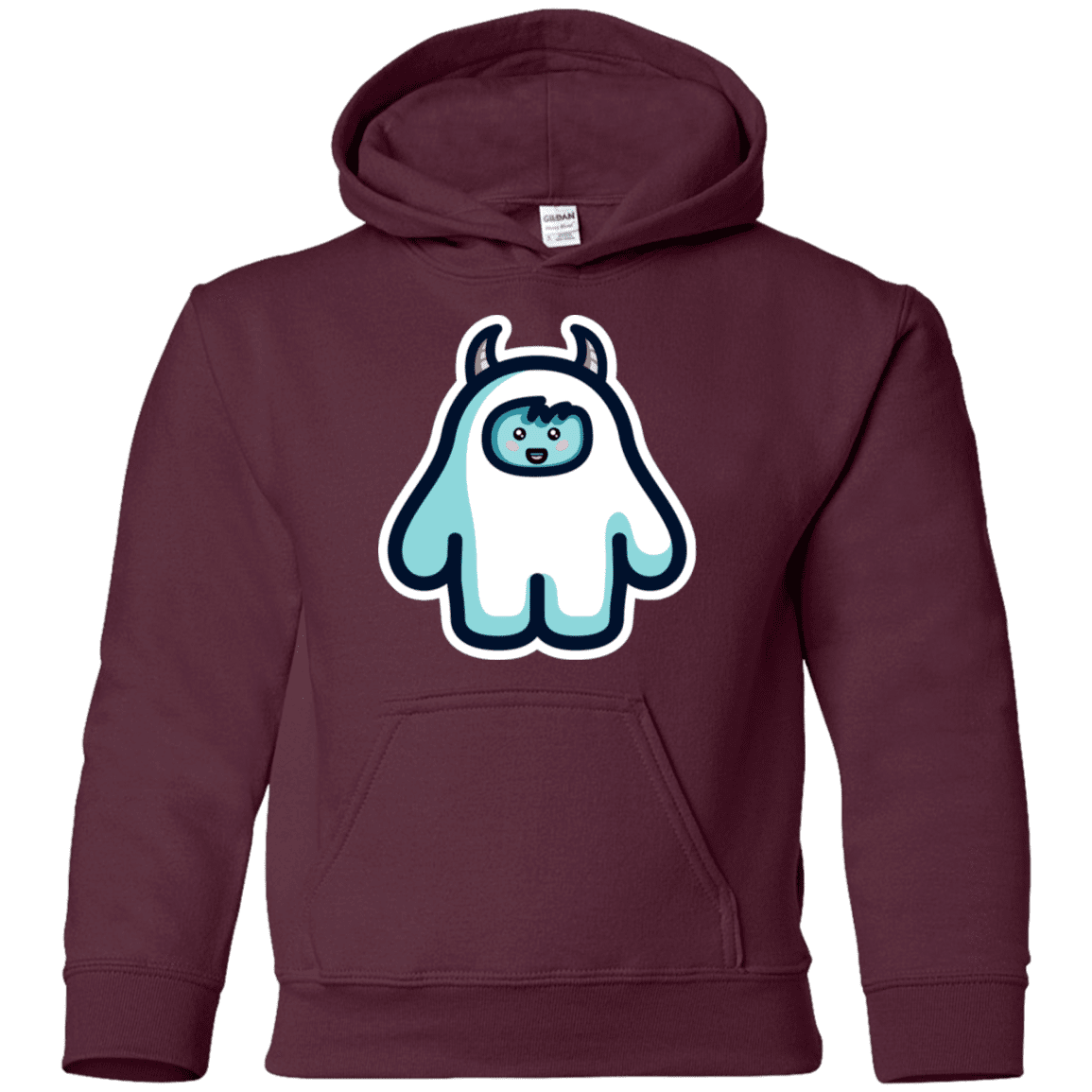 Sweatshirts Maroon / YS Kawaii Cute Yeti Youth Hoodie