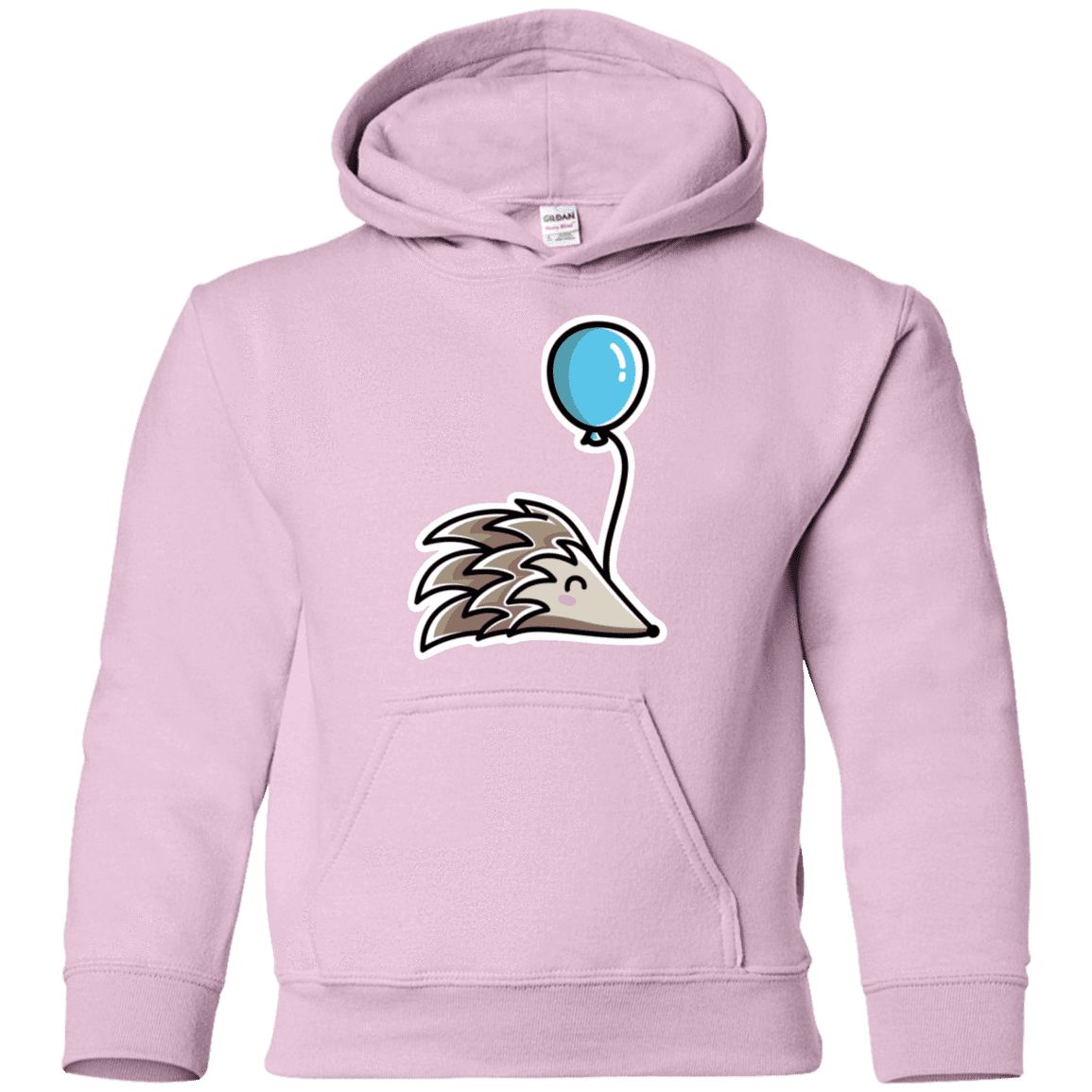 Sweatshirts Light Pink / YS Kawaii Hedgehog with Balloon Youth Hoodie