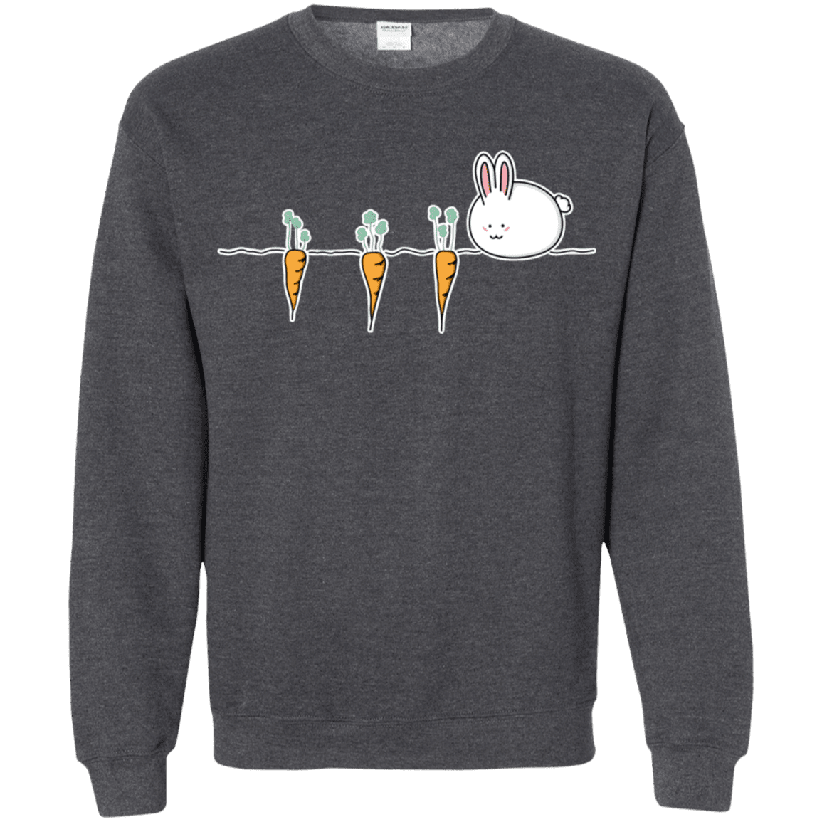 Sweatshirts Dark Heather / S Kawaii Rabbit and Carrots Crewneck Sweatshirt
