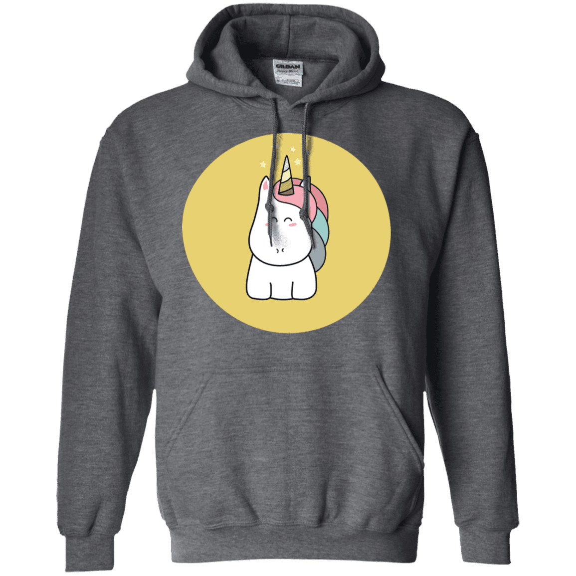 Sweatshirts Dark Heather / S Kawaii Unicorn Pullover Hoodie