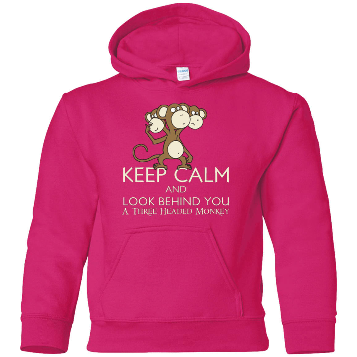Sweatshirts Heliconia / YS Keep Calm & Look Behind You A Three Headed Monkey Youth Hoodie