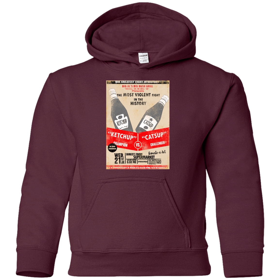 Sweatshirts Maroon / YS Ketchup vs Catsup Youth Hoodie