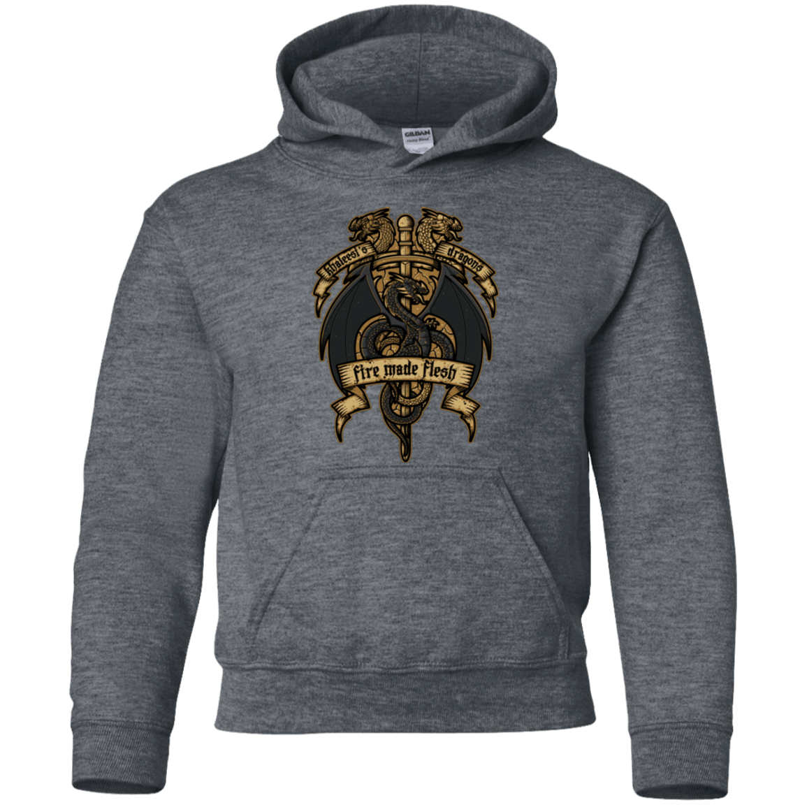 Sweatshirts Dark Heather / YS KHALEESIS DRAGONS Youth Hoodie