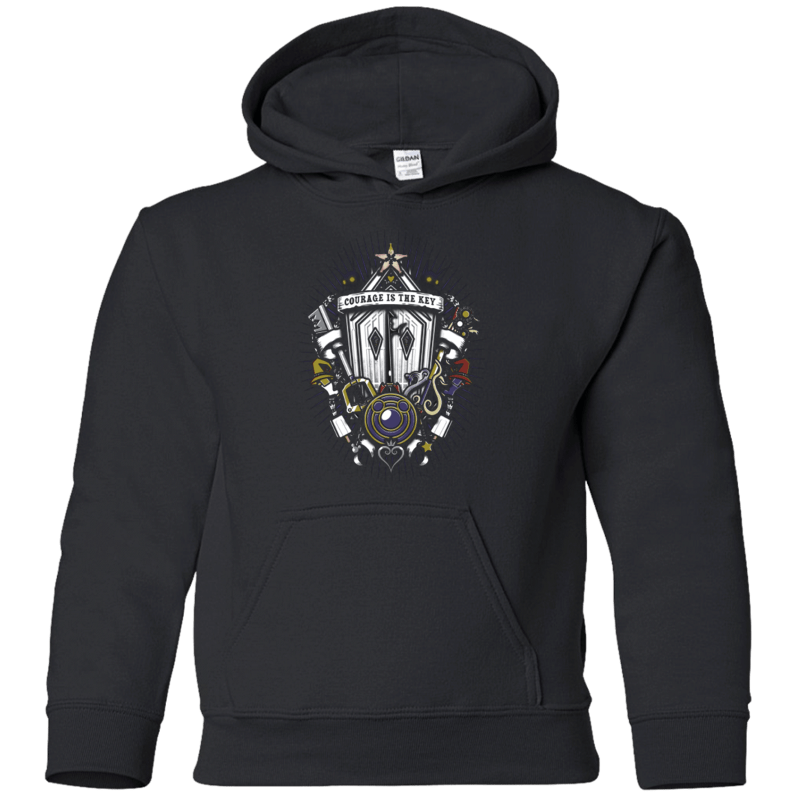 Sweatshirts Black / YS Kingdom & Hearts Crest Youth Hoodie