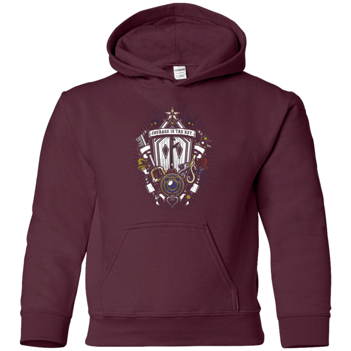 Sweatshirts Maroon / YS Kingdom & Hearts Crest Youth Hoodie