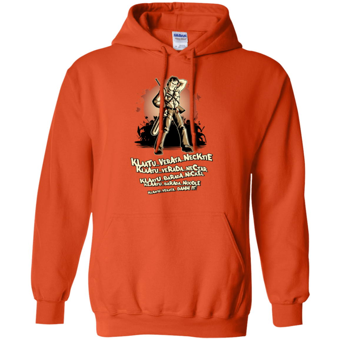 Sweatshirts Orange / Small Klaatu Barada Nikto Pullover Hoodie