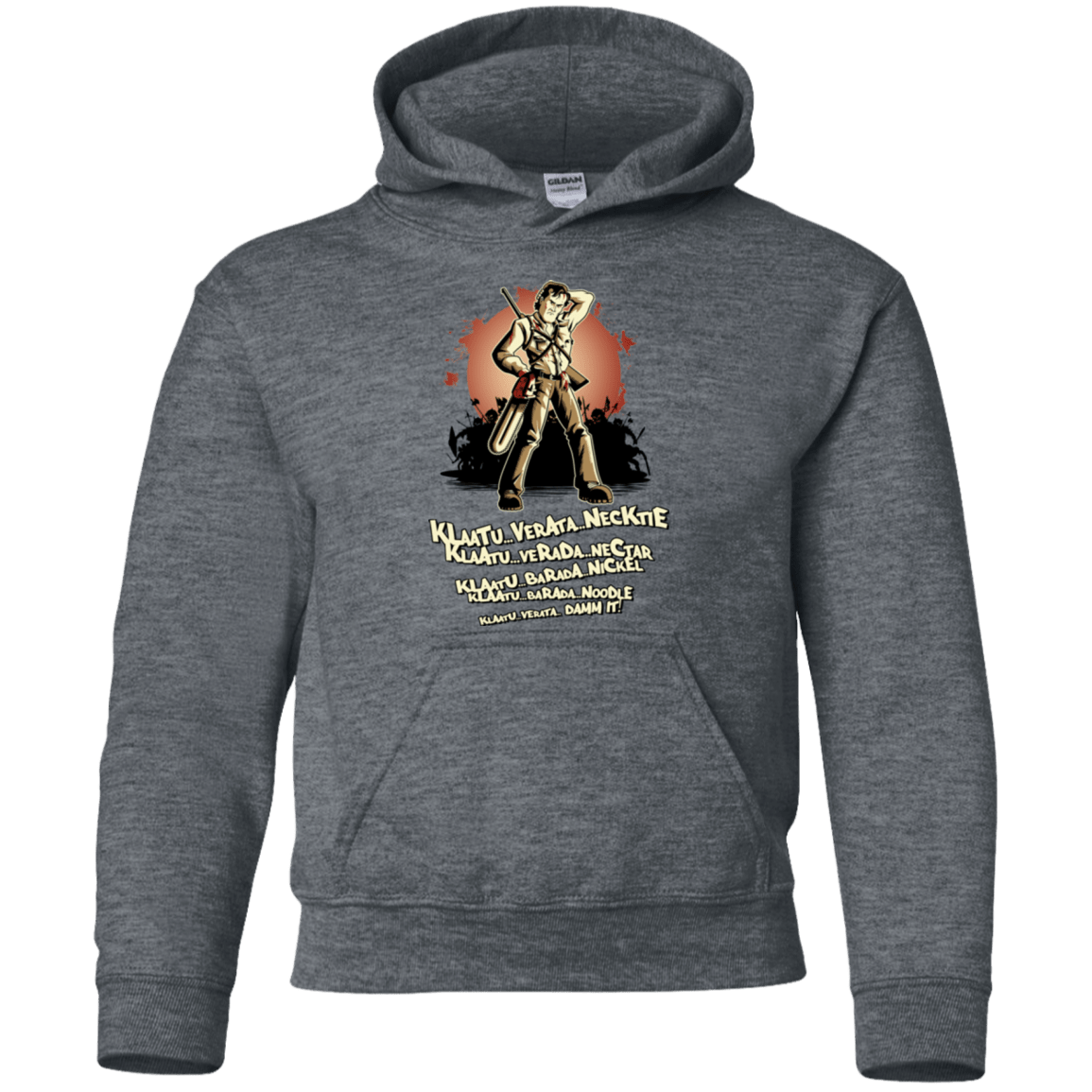 Sweatshirts Dark Heather / YS Klaatu Barada Nikto Youth Hoodie