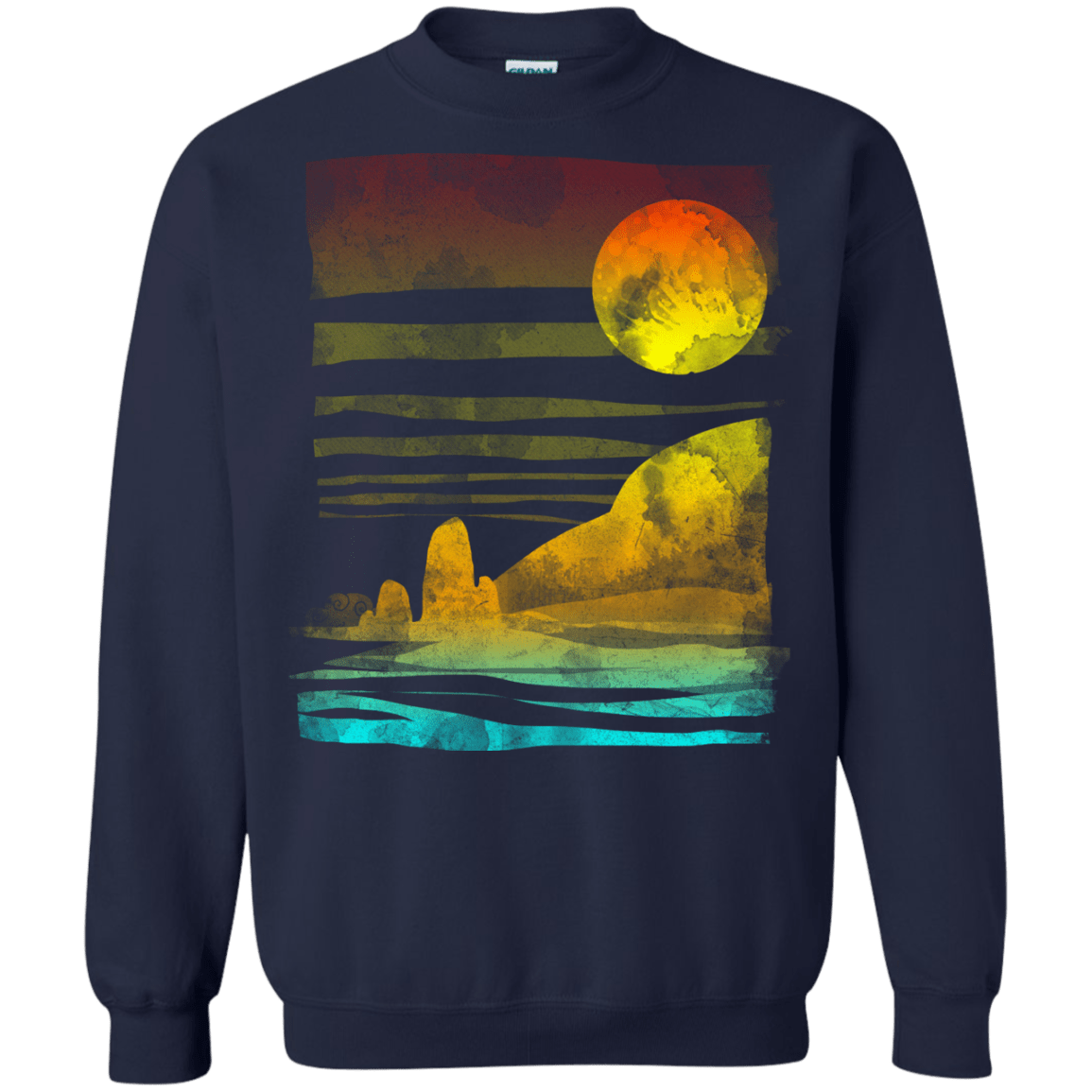Sweatshirts Navy / S Landscape Painted With Tea Crewneck Sweatshirt